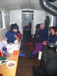 Dinner time inside the Denver Caboose