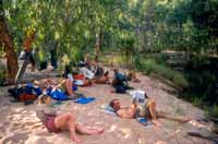 Relaxing at camp