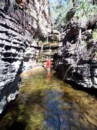 Emily in a high gorge, photo R Willis