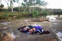 Rock camp above falls