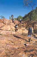 Climbing down next to a creek