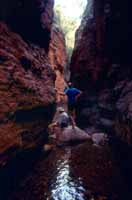In a southern gorge preparing to swim