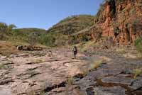 Dry season walk along the creek at left; photo P Benjafield