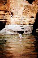 Swimming in a narrow gorge