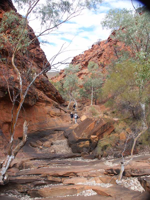 Beginning the gully climb