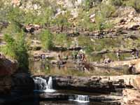 Crossing Bell Creek above the falls
