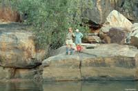 The people shown had to swim across here as they hadn't crossed with the others earlier, 1999.