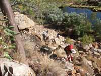 Climbing down to the Hann River