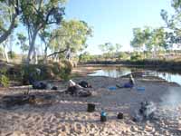 Relaxing at camp, 2003.
