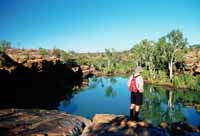 Looking downstream from the top of the falls shown at left, 2003