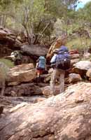 Climbing out of a gorge gorge