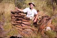 Oskar in the remains of a hawk trap