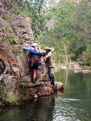 Cascades Creek, edge climb, helping hand
