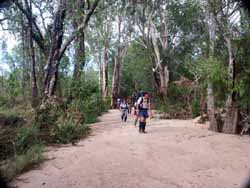 Walking along the dry river bed