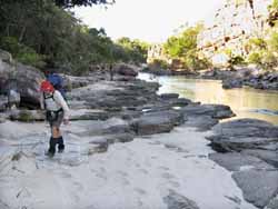 Walking along Twin Falls Creek, photo J Searle