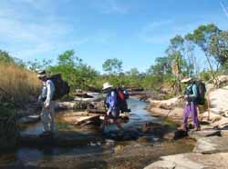 Crossing Twin Falls Creek tributary