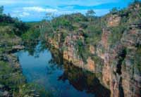 One of the many pools above the chute shown at right above