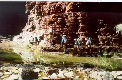 Rock scrambling in Kalamina Gorge