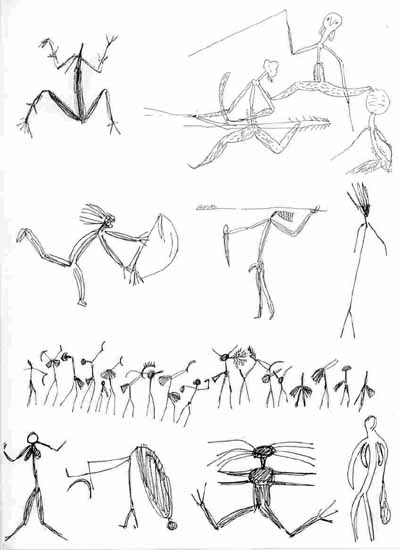 Josephine's sketches of some of the Aboriginal paintings